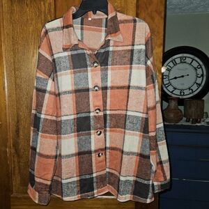 Womens Brown Orange Flannel 3X NWOT